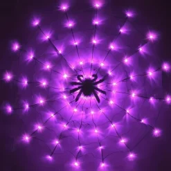 Spider Web Light Decoration Bedroom Party Bedroom Garden Yard Bar Haunted House Halloween Decoration Light String for Indoor and Outdoor (without Battery)