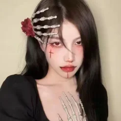 Spooky Chic Halloween Skull Hair Clip - Cute & Quirky Floral Design, Durable Plastic, Perfect For Teens & Adults