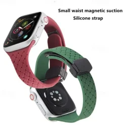 Sport Band Compatible with Apple Watch band 38mm 40mm 41mm 42mm 44mm 45mm 49mm Elastic Rugged Magnetic Clasp Silicone Strap Replacement Wristband for iwatch Ultra 2 Series 9 8 7 SE 6 5 4 3 2 1