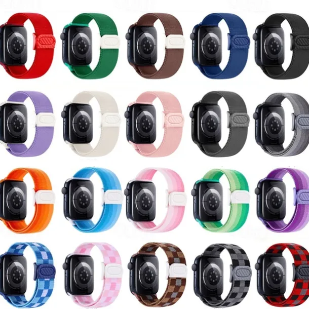 Sport Band Compatible with Apple Watch band 38mm 40mm 41mm 42mm 44mm 45mm 49mm Elastic Adjustable Nylon Strap Replacement Wristband for iwatch Ultra 2 Series 9 8 7 SE 6 5 4 3 2 1