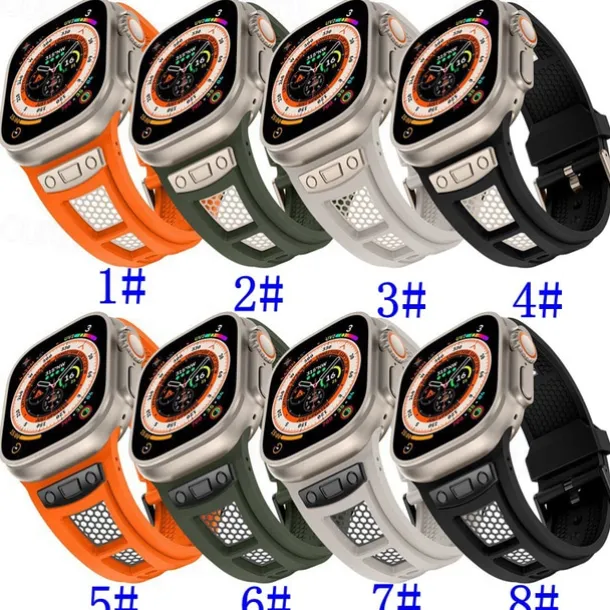 Sport Band Compatible with Apple Watch band 42mm 44mm 45mm 49mm Rugged Two Tone Adjustable TPU Silicone Strap Replacement Wristband for iwatch Ultra 2 Series 9 8 7 SE 6 5 4 3 2 1