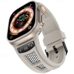 Sport Band Compatible with Apple Watch band 42mm 44mm 45mm 49mm Rugged Two Tone Adjustable TPU Silicone Strap Replacement Wristband for iwatch Ultra 2 Series 9 8 7 SE 6 5 4 3 2 1