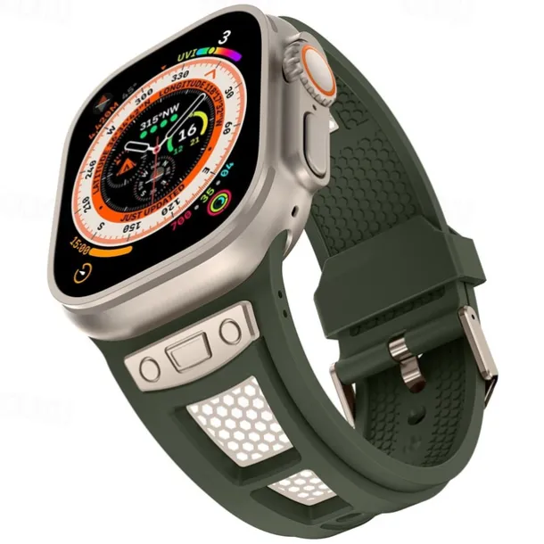 Sport Band Compatible with Apple Watch band 42mm 44mm 45mm 49mm Rugged Two Tone Adjustable TPU Silicone Strap Replacement Wristband for iwatch Ultra 2 Series 9 8 7 SE 6 5 4 3 2 1