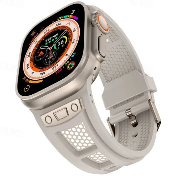 Sport Band Compatible with Apple Watch band 42mm 44mm 45mm 49mm Rugged Two Tone Adjustable TPU Silicone Strap Replacement Wristband for iwatch Ultra 2 Series 9 8 7 SE 6 5 4 3 2 1