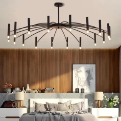 Sputnik Chandelier Metal Chandelier 3 Color Light 12/15/18/24 Head Chandelier in Black for Bedroom,Living Room,Dining Room 85-265V