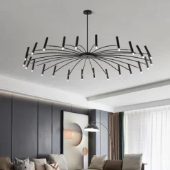 Sputnik Chandelier Metal Chandelier 3 Color Light 12/15/18/24 Head Chandelier in Black for Bedroom,Living Room,Dining Room 85-265V