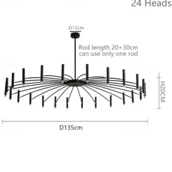 Sputnik Chandelier Metal Chandelier 3 Color Light 12/15/18/24 Head Chandelier in Black for Bedroom,Living Room,Dining Room 85-265V