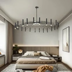 Sputnik Chandelier Metal Chandelier 3 Color Light 12/15/18/24 Head Chandelier in Black for Bedroom,Living Room,Dining Room 85-265V