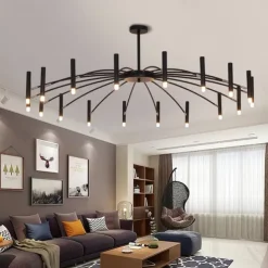Sputnik Chandelier Metal Chandelier 3 Color Light 12/15/18/24 Head Chandelier in Black for Bedroom,Living Room,Dining Room 85-265V