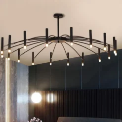 Sputnik Chandelier Metal Chandelier 3 Color Light 12/15/18/24 Head Chandelier in Black for Bedroom,Living Room,Dining Room 85-265V