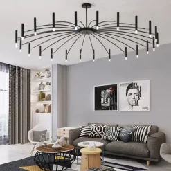 Sputnik Chandelier Metal Chandelier 3 Color Light 12/15/18/24 Head Chandelier in Black for Bedroom,Living Room,Dining Room 85-265V