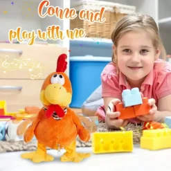Squawking Chicken Musical Stuffed Animal Plushies Walking Singing Waving Rooster Happy Easter Gift for Youngsters Electronic Interactive Plush Toy for Boys Girls Easter Perfect Playing Doll for Yo