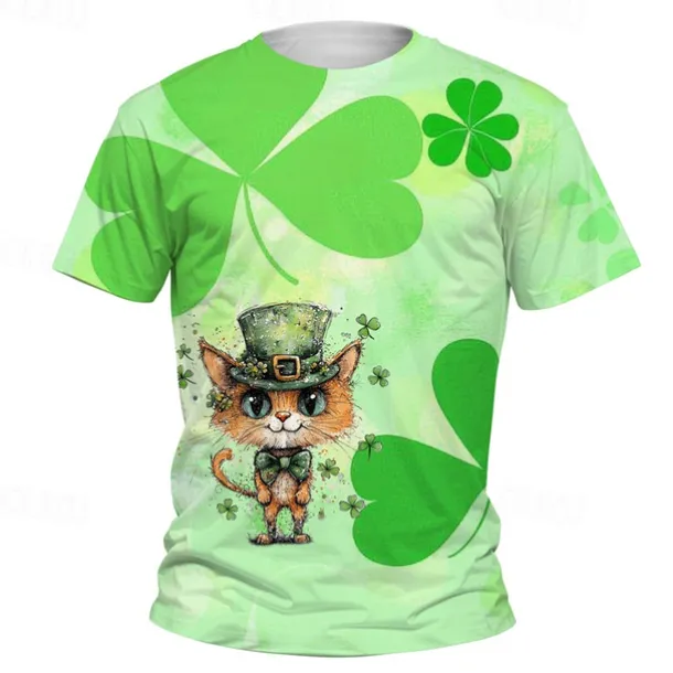 St. Patrick Boys 3D Graphic Cartoon T shirt Tee Short Sleeve Summer Spring Fashion Basic Kids 4-12 Years Crew Neck Outdoor Casual Daily Regular Fit
