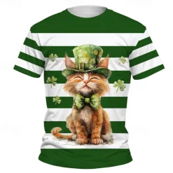 St. Patrick Boys 3D Graphic Cartoon T shirt Tee Short Sleeve Summer Spring Fashion Basic Kids 4-12 Years Crew Neck Outdoor Casual Daily Regular Fit