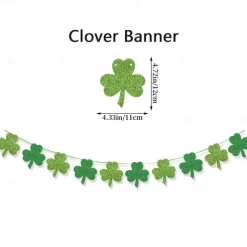St Patricks Day Decorations Kit, 26pcs Felt Shamrock LUCKY Banner, Including Letter Banner, Swirls, Lucky Green Clover Cupcake Toppers, for St Patricks Day