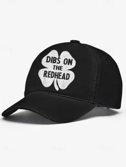 St. Patrick's Day Green Baseball Cap – 'Dibs on the Redhead' Shamrock Design for Men and Women