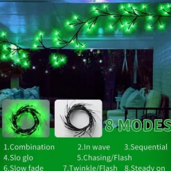 St. Patrick's Day Green Decorative Light String 96 Beads USB Power 8 Modes