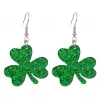 St. Patrick's Day Green Glitter Hat Earrings – Shamrock Design, Fun Festive Jewelry for Women, Perfect for Irish Celebrations and Holiday Parties