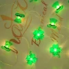 St. Patrick's Day Lights Decorative Shamrocks LED String Lights 5m 16.4FT 50LEDs Battery Powered Fairy Lucky Clover String Lights for Bedroom Party Feast Green Irish Decoration