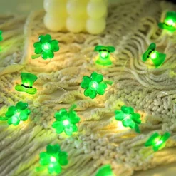 St. Patrick's Day Lights Decorative Shamrocks LED String Lights 5m 16.4FT 50LEDs Battery Powered Fairy Lucky Clover String Lights for Bedroom Party Feast Green Irish Decoration