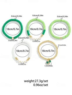 St. Patrick's Day Lucky Charm Bracelets – Irish Green Beaded Stretch Bracelet Set for Women, Festive Holiday Accessories with Shamrock and Letter Details
