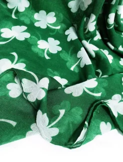 St. Patrick's Day Shamrock Scarf for Women, Lightweight Clover Print Wrap, Festive Green Accessory for Holiday Celebrations, Parties, and Everyday Wear