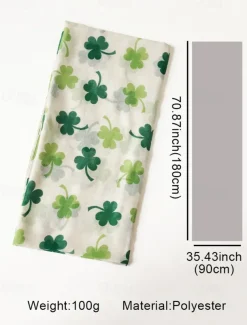 St. Patrick's Day Shamrock Scarf for Women, Lightweight Clover Print Wrap, Festive Green Accessory for Holiday Celebrations, Parties, and Everyday Wear