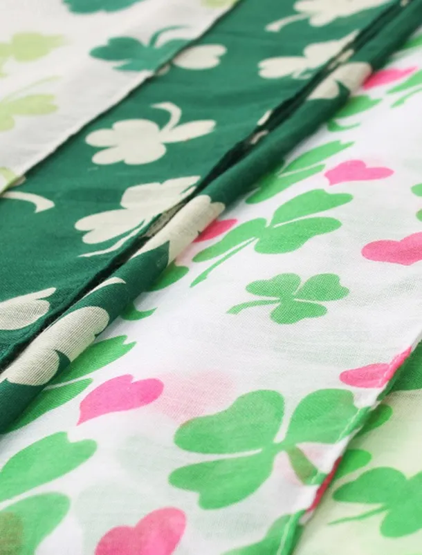 St. Patrick's Day Shamrock Scarf for Women, Lightweight Clover Print Wrap, Festive Green Accessory for Holiday Celebrations, Parties, and Everyday Wear