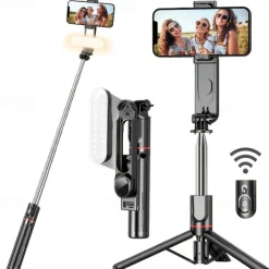 Stable Selfie Stick Tripod With Fill Light 44 Inch Extendable Selfie Stick With Wireless Remote And Tripod Stand 360 Rotation For IPhone 14/13/12/11 Pro/XS Max/XS/XR/X/8/7 Samsung And Smartphone