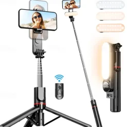 Stable Selfie Stick Tripod With Fill Light 44 Inch Extendable Selfie Stick With Wireless Remote And Tripod Stand 360 Rotation For IPhone 14/13/12/11 Pro/XS Max/XS/XR/X/8/7 Samsung And Smartphone