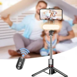 Stable Selfie Stick Tripod With Fill Light 44 Inch Extendable Selfie Stick With Wireless Remote And Tripod Stand 360 Rotation For IPhone 14/13/12/11 Pro/XS Max/XS/XR/X/8/7 Samsung And Smartphone