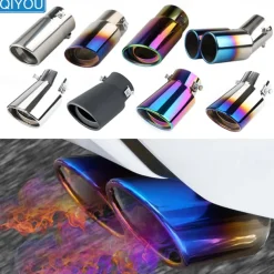 Stainless Steel Car Exhaust Tip - Universal Chrome-Plated Tailpipe, Car Exhaust Pipe Modification, Durable Steel Finish