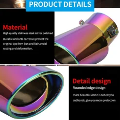 Stainless Steel Car Exhaust Tip - Universal Chrome-Plated Tailpipe, Car Exhaust Pipe Modification, Durable Steel Finish