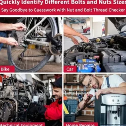 Stainless Steel Double-Sided Bolt Gauge Card, Portable Highly Precise Bolt Size-it Gauge, Bolt Size Finder, Quickly and Accurately Identify Bolt Thread and Screw Sizes