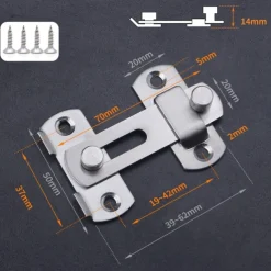 Stainless Steel Hasp Latch Lock Door Lock Guard Latch Boltfor Sliding Door Window Cabinet Fitting for Home Security Door Hardware Accessories