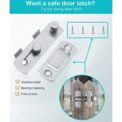 Stainless Steel Hasp Latch Lock Door Lock Guard Latch Boltfor Sliding Door Window Cabinet Fitting for Home Security Door Hardware Accessories