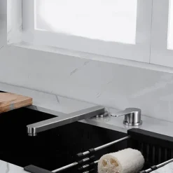 Stainless Steel Kitchen Faucet Sink Mixer Folding Vessel Tap, Single Handle 360 Degree Swivel with G1/2 Cold and Hot Hose