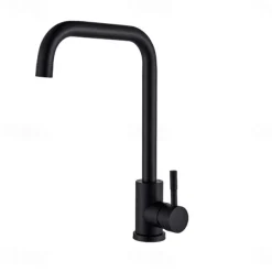 Stainless Steel Kitchen Sink Mixer Faucet, 360 Swivel Single Handle Kitchen Taps Deck Mounted, with Hot and Cold Water Hose Vessel Taps