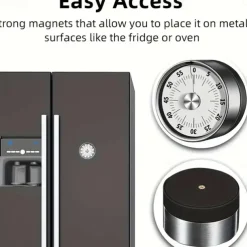 Stainless Steel Mechanical Kitchen Cooking Timer Magnet Round Shape 60 Minutes Countdown Cooking Clock Alarm Time Reminder