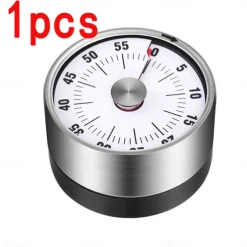 Stainless Steel Mechanical Kitchen Cooking Timer Magnet Round Shape 60 Minutes Countdown Cooking Clock Alarm Time Reminder