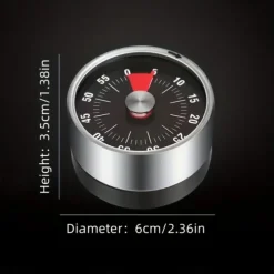Stainless Steel Mechanical Kitchen Cooking Timer Magnet Round Shape 60 Minutes Countdown Cooking Clock Alarm Time Reminder