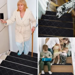 Stair Treads for Wooden Steps - 8x30in Carpet Stairs Runner Indoor Non-Slip Stair Mats for Kids Elders and Pets