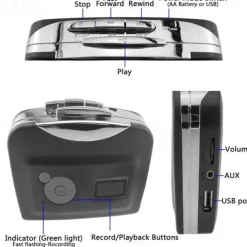 Standalone Cassette Player Portable Cassette Tape to MP3 Converter ,Walkman Music Recorder Recorded MP3 to USB Flash