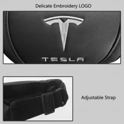 StarFire 1 Pack Genuine Leather Hanging Car Seat Pillow Neck Support Headrest for Tesla 3 S X Y Models Black Red Coffee Colors Optional