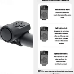 StarFire 120dB Bike Horn - Electronic Loud Warning Safety Bell, USB Rechargeable, Handlebar Mount for Electric Bicycle, Cycling Accessories