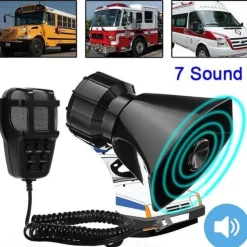 StarFire 120db 12V Loud Horn Siren For Car Boat Van Truck 7 Tone PA System Mic