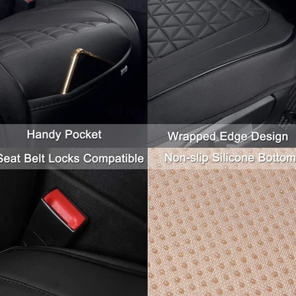 StarFire High End Luxury PU Leather Car Seat Cover Protector, Front Seat Bottom, Compatible with 90% Vehicles