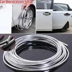 StarFire 5M Car Door Edge Scratch Protection Strip Bumper Anti-collision Strip DIY Silver PVC Molding Decorative Strip Auto Accessories