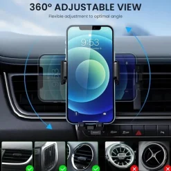 StarFire Mobile Phone Holder For Car Air Outlet 360 Degree Rotation StablePhone Mount Compatible For Android/IOS Suitable For 4-7 Inches Smart Phone Black