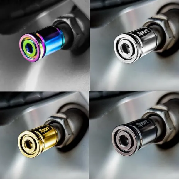 StarFire 4pcs Anti-Theft Tire Valve Caps - Sport Style Zinc Alloy Valve Stem Covers, Dust Proof and Decorative for Wheels